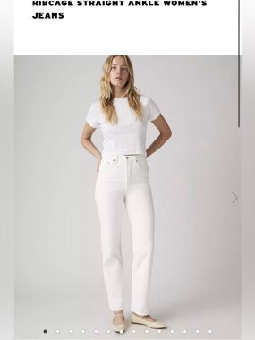 Levi’s Ribcage Straight Ankle Jeans White High Rise Size 27 Summer
